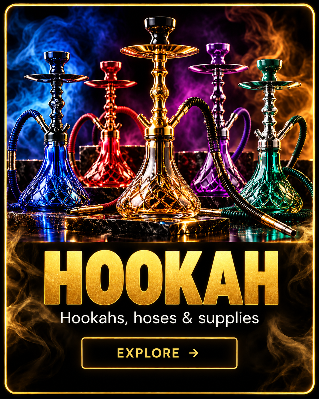Hookah – colorful hookah pipes, hoses and supplies